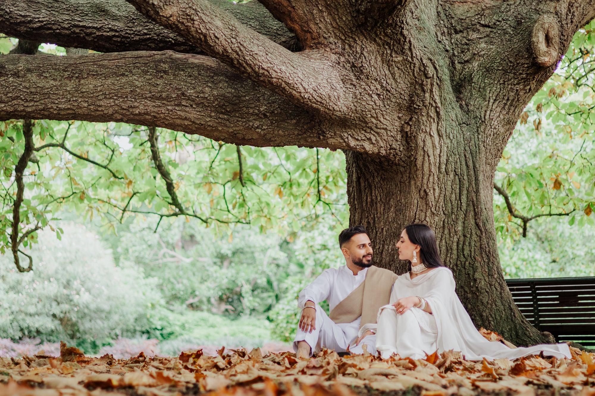 Couple portrait bathed in golden hour light